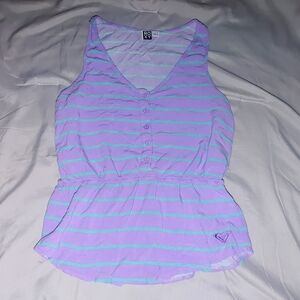 Roxy Purple and Blue Striped Sleeveless Top